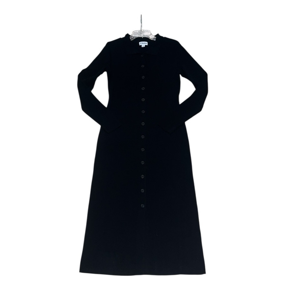 The Drop Black Ribbed Button Front Sweater Dress Size M - Picture 5 of 11